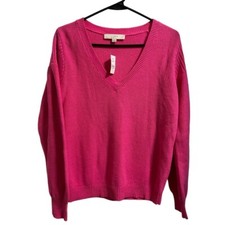 NWT Loft Pink Knit V Neck Sweater Size Medium