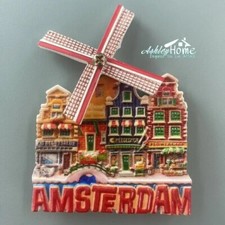 Amsterdam Holland Netherlands Tourist Souvenir Resin Refrigerator Fridge Magnet