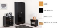 Gloss 3 Piece Bedroom Furniture Set - Wardrobe Chest Bedside Gloss 3 Piece Bedroom Furniture Set - Wardrobe Chest Bedside