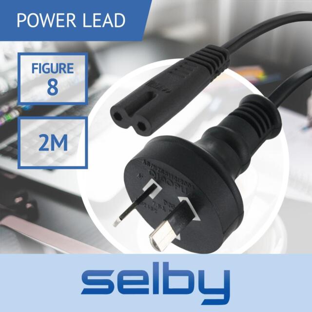 2m Mains Power Lead Cord Cable AU 2-Pin to Figure 8 Plug 240V 7.5A