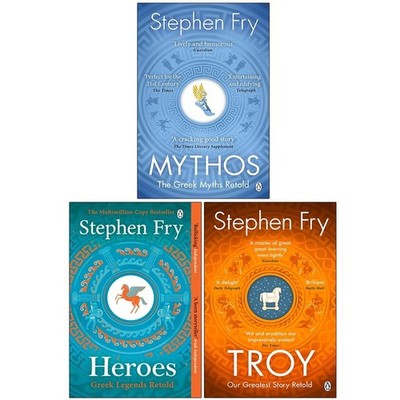 Stephen Fry Greek Myths Series 3 Books Collection Set (Heroes, Mythos, Troy)PB