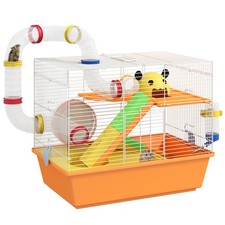 PawHut 3 Tier Hamster Cage w/ Tubes - Orange, Refurbished