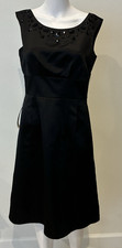Ann Taylor LOFT Sleeveless Sheath Dress Size 4 Black Beaded Cocktail Glam NWT
