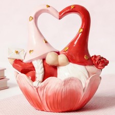 Valentine Gnome Figurine, Valentines Day Decorations for Home, Pink Red Kiss...