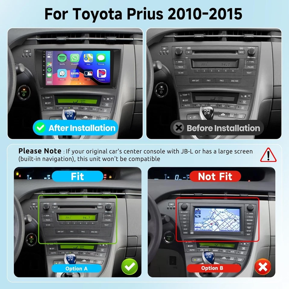 For Toyota Prius 2010-2015 Apple Carplay Car Stereo Radio Android 15 GPS Navi BT - Image 2 of 4