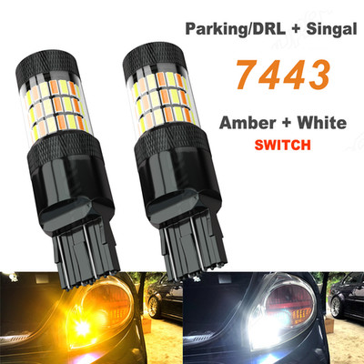 White/Amber LED Swtichback Turn Signal Light DRL Bulbs For 2014+ Chevy Silverado