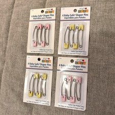New Lot Of 4 Prym Baby Safe Diaper Pins 4 Pack PINK Yellow 2009 16 Pins 