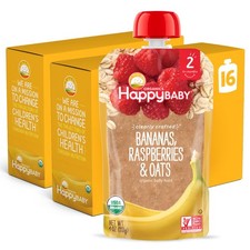 Happy Baby Organics Stage 2 Food Pouches, 4 Ounce Pack of 16 , Natural
