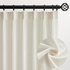 Pinch Pleated 92 Inch Curtains 2 Panels for Living Room Natural Curtains 92 2pk