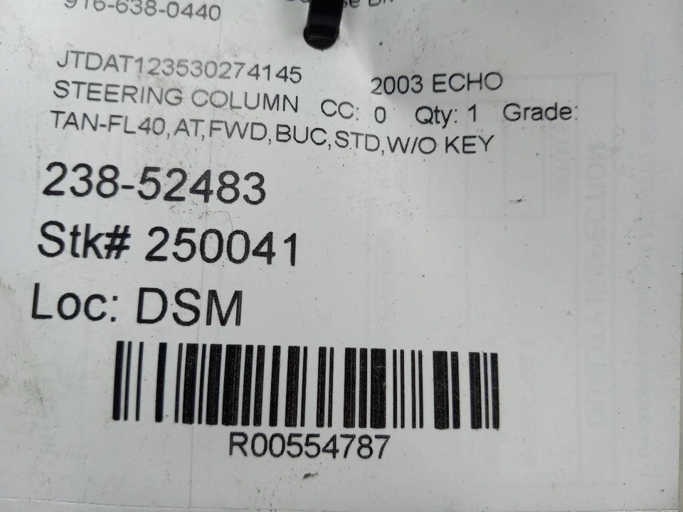 00 01 02 03 04 05 TOYOTA ECO COLUMNA DE DIRECCIÓN CAMBIO DE SUELO Foto 3 de 4