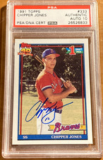 1991 Topps Chipper Jones RC Rookie Autograph PSA Authentic Auto #333 Braves