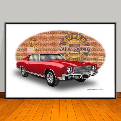1970 Monte Carlo Brick Wall Cranberry Art Print, UNFRAMED