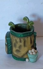 The Leonardo Collection Golf Themed Ornament Pot Holder Balls+Clubs 8.5cm Tall