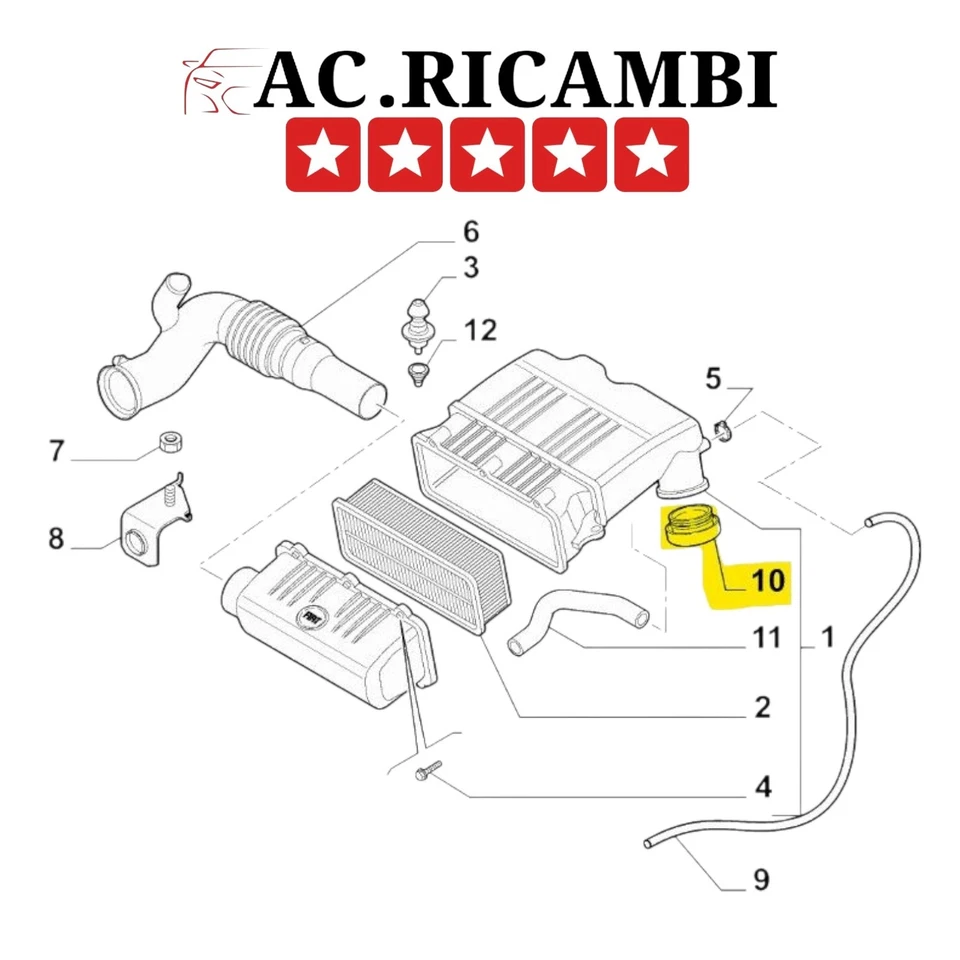 Guarnizione Tenuta Filtro Aria Fiat 500 Grande Punto 199 Panda 169 0.9 1.2 1.4 - Immagine 4 di 4