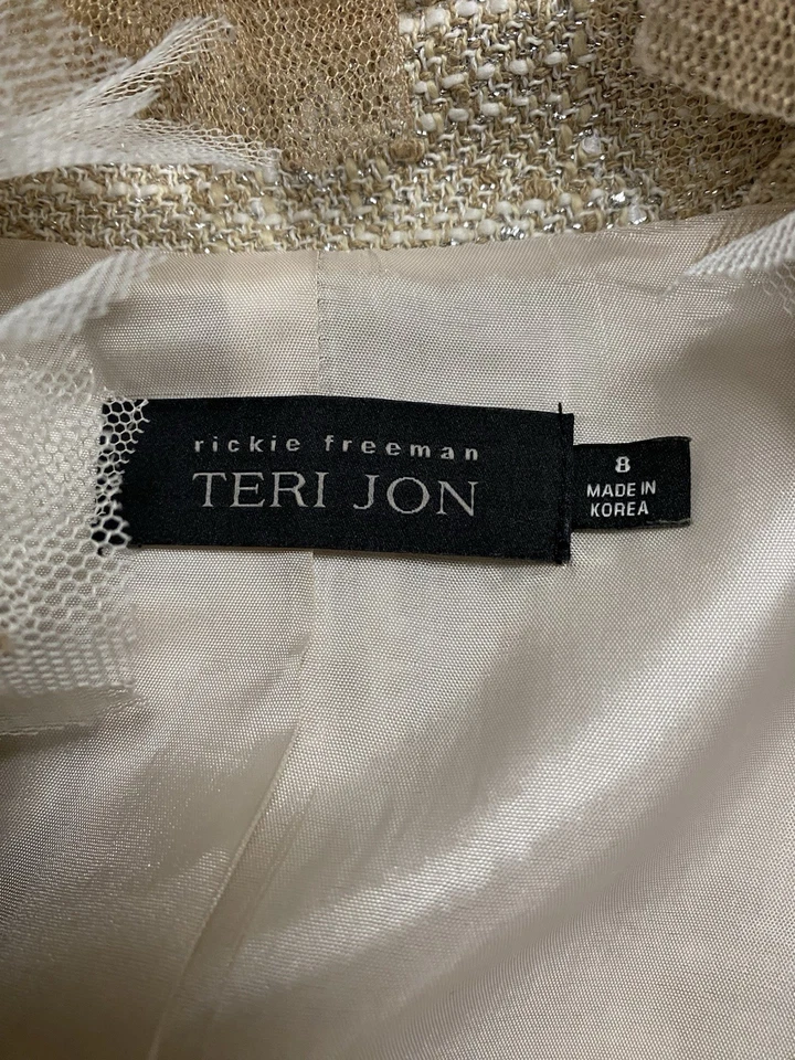 Rickie Freeman Teri Jon VTG Women’s 8 Jacket 10 Skirt Tweed Champagne Suit - Image 3 of 4