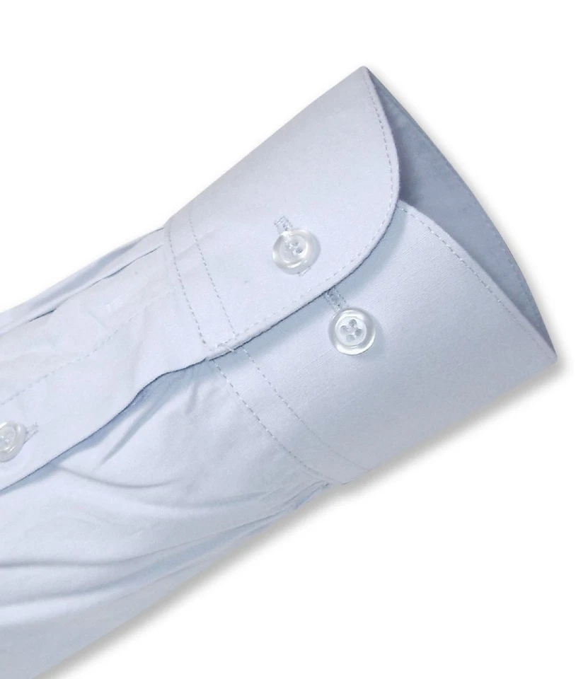 Camisa de Vestir Biagio Para Hombres 100% ALGODÓN Color AZUL POLVO Sólido Talla 16.5 36/37 Foto 4 de 4