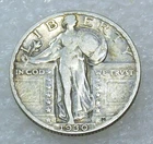 1930 Standing Liberty Silver Quarter VF with nice luster in saflip #N357