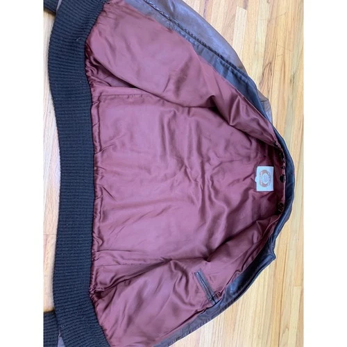 Overland Sheepskin Co. Men's Leather Bomber Flight Jacket Brown Size 42 image 5