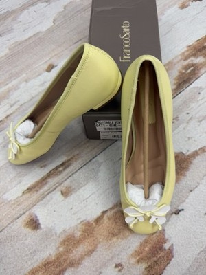 Franco Sarto Abigail Bow Ballet Flats 7.5 M Citron Yellow Leather New In Box
