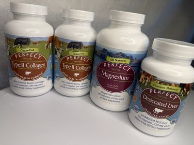 Perfect brand Supplement Collagen Type II & Liver & MagnesiuGrass Fed 4pk Sealed