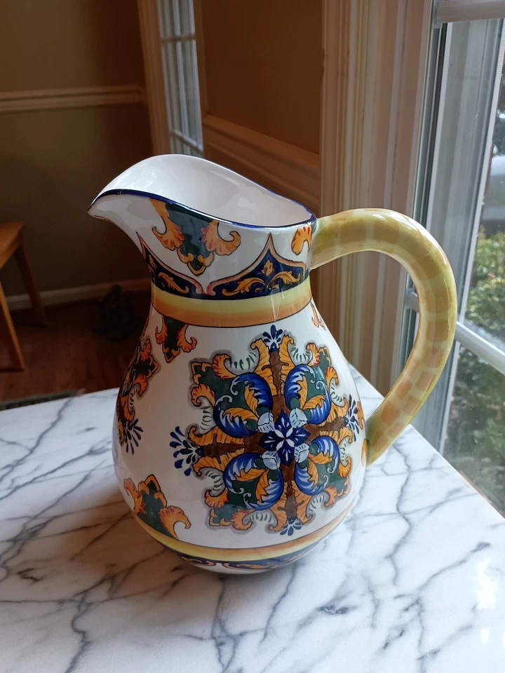 Large Godinger Centerpiece Pitcher, with bright floral design, 3 Liters Capacity - Image 2 of 4