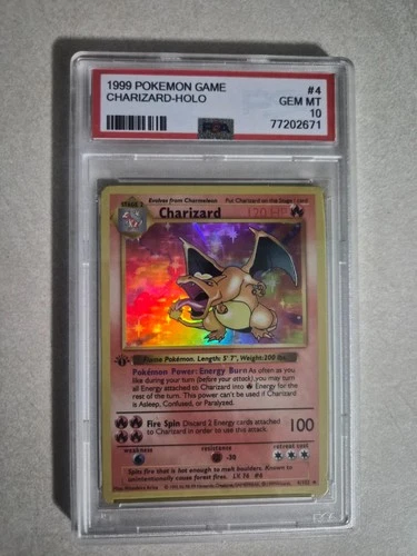 1999 charizard holo inverted back psa graded 10