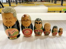 USSR Russian Political Leaders Yeltsin - Stalin Set Of 6 Nesting Dolls - 8”