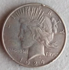 Peace Silver Dollar Coin 1924 Mintmark: none