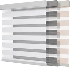 Cordless Zebra Blinds (Pro), Dual Layer Light Control Zebra Blinds for Windows,