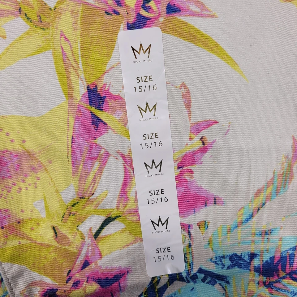 Nicki Minaj Capri 牛仔裤女式青少年 15/16 花卉印花弹力 35x25 全新无标签 — 第 4/4 张图片
