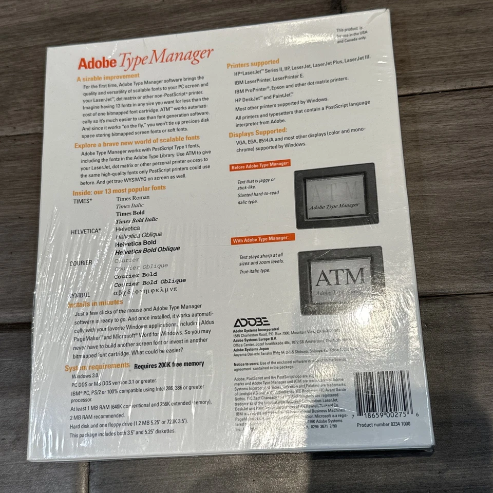 Adobe Type Manager - Factory Sealed - 1990 Windows 3.0 DOS - RARE Find!  - Image 2 of 4