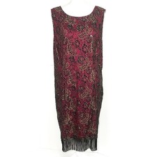 Joanna Hope Women Plus Size 22 Fringed Midi Dress Lace Whimsigoth Black Bow