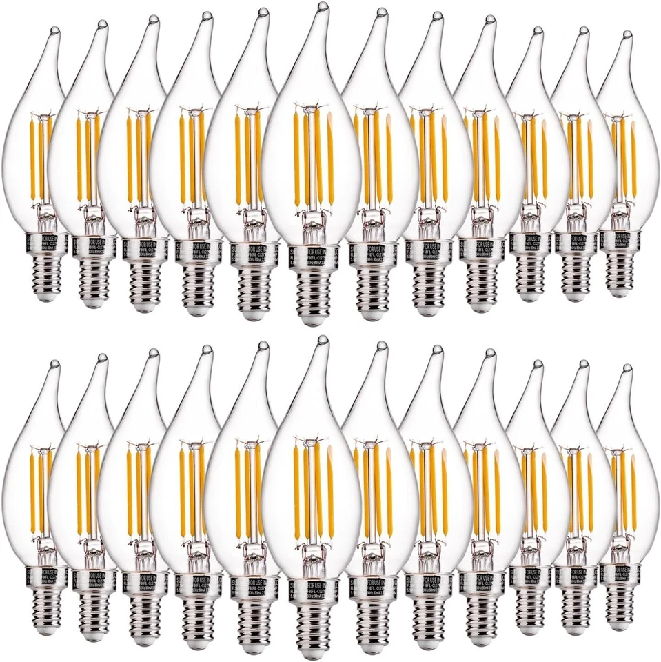 Dimmable LED Chandelier Bulbs 40W Eqv, Soft White, 24 Pack - Image 3 of 4