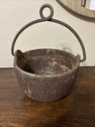 Vintage Bell System Blacksmith Pigtail Cast Iron Smelting Pot 8" wide 5" tall
