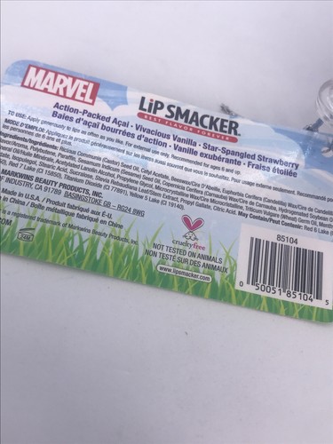 Juego de 3 llaveros bálsamo Capitán América Marvel Lip Smacker/tubo bastón sellado! - Imagen 4 de 4