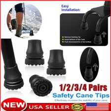 1/2/3/4 Pair Rubber Cane Tips 3/4 Inch Heavy Duty Walking Cane Tips Black Sturdy
