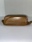 Vintage Frankoma Pottery Covered Butter Dish 4K Desert Brown