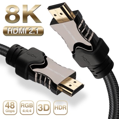 Braided 8K HDMI 2.1 Cable Compatible with Samsung QLED TV, Apple TV, LG OLED TV