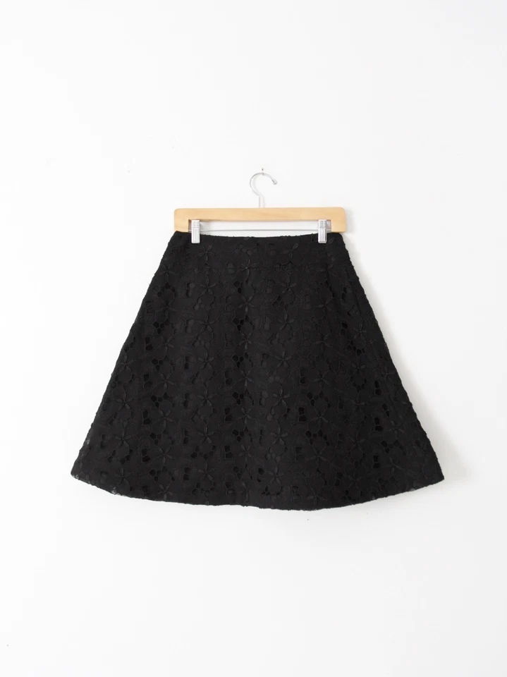 Tuleh Falda Seda Negra Talla 6 Corte Floral Foto 3 de 4