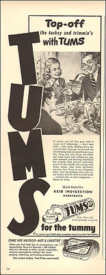 1953 vintage medicine AD TUMS Tablets for Acid Indigestion , Heartburn 082917