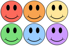 Pastels Smiley Face - 6 Multi Pack Circle Stickers 3 Inch - Multicolor