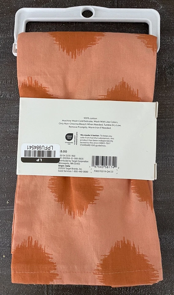 Threshold Orange Print 2 Piece 100% Cotton Fabric Napkin Set 18" x 18" New 🤗 - Image 3 of 4