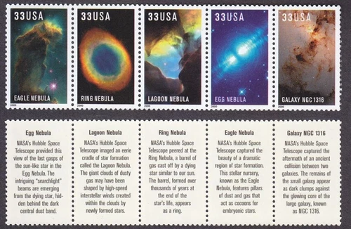 Hubble Telescope Space Vintage 1999 MINT Set strip of 5 US Stamps 3384-88 USPS
