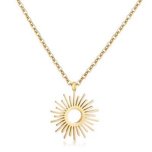 Authentic 18k Yellow Gold Plated Sunburst 'Sun' Pendant Necklace 18" Inches