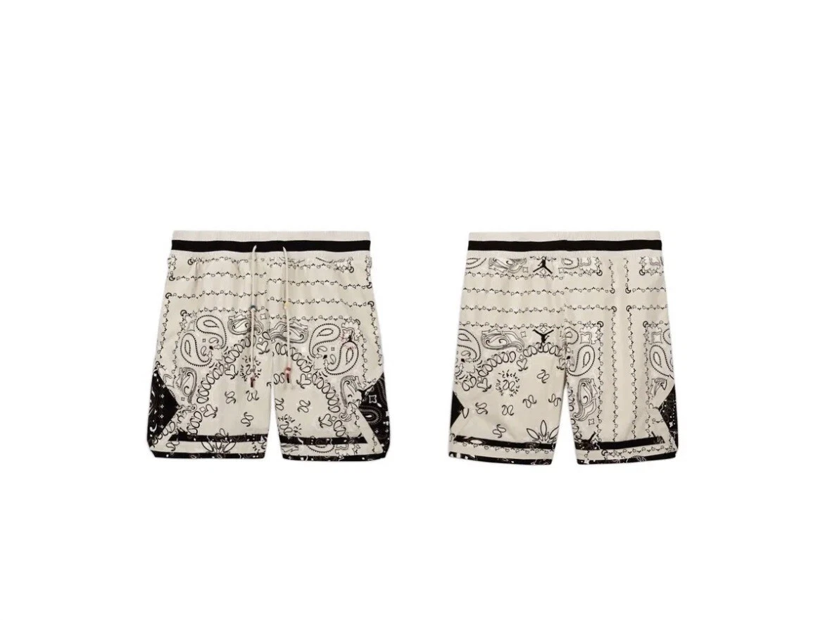 New Air Jordan x Travis Scott Bandana Paisley Shorts Black White