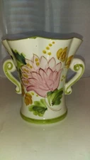Vintage FTD Vase Hand Painted In Portugal, 5-1/2" Tall