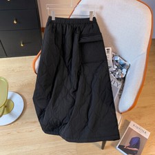 Lady Quilted Padded Skirt Midi Winter Warm Pocket Elastic Wasit Vintage Classic