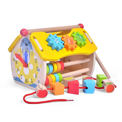 Drewniany muzyczny kształt domu Sorter Pudełko aktywności Zabawka Interaktywna zabawa edukacyjna - Zdjęcie 1 z 11
