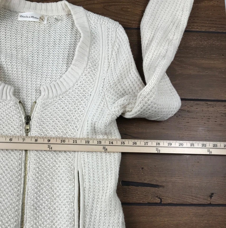 Свитер женский Charlie & Robin шерстяная смесь средний белый на молнии Anthropologie - Изображение 3 из 4