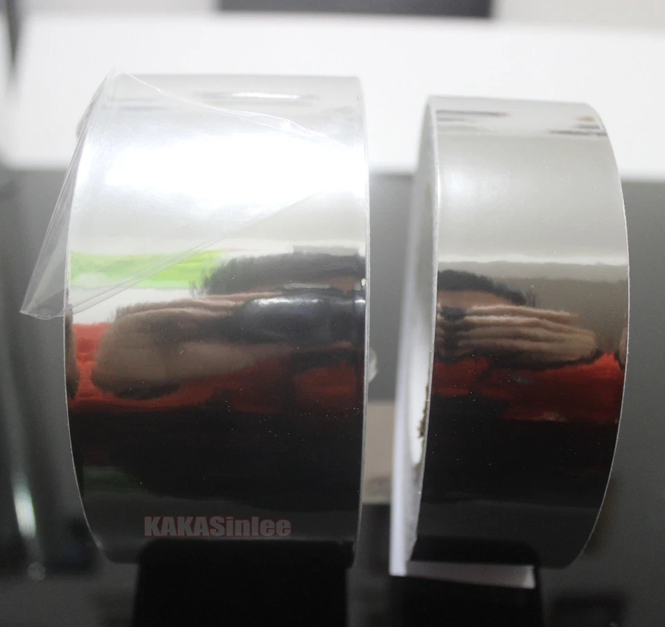 Adesivo largo 50 mm auto argento lucido specchio cromato nastro vinile adesivo avvolgente - CB - Immagine 3 di 4